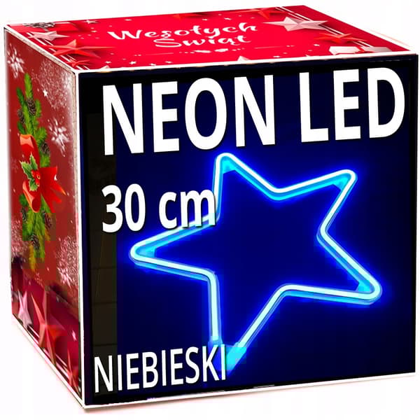 NEON LED STAR 30 cm KAKSIPUOLINEN ikkuna Joulukuusen valot pysyvä valo