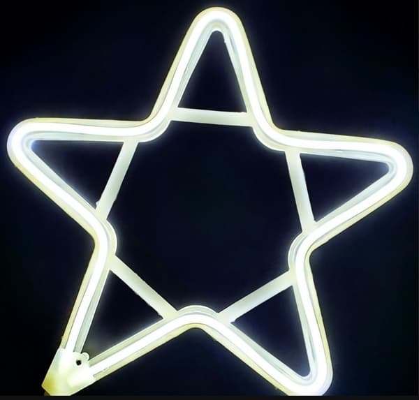 NEON LED STAR 30 cm KAKSIPUOLINEN ikkuna Joulukuusen valot pysyvä valo