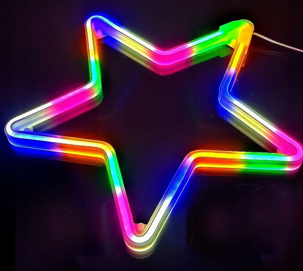 NEON LED STAR 30 cm KAKSIPUOLINEN ikkuna Joulukuusen valot pysyvä valo