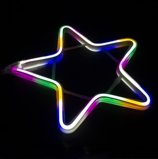 NEON LED STAR 30 cm KAKSIPUOLINEN ikkuna Joulukuusen valot pysyvä valo