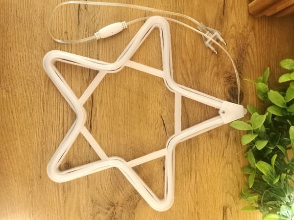 NEON LED STAR 30 cm KAKSIPUOLINEN ikkuna Joulukuusen valot pysyvä valo