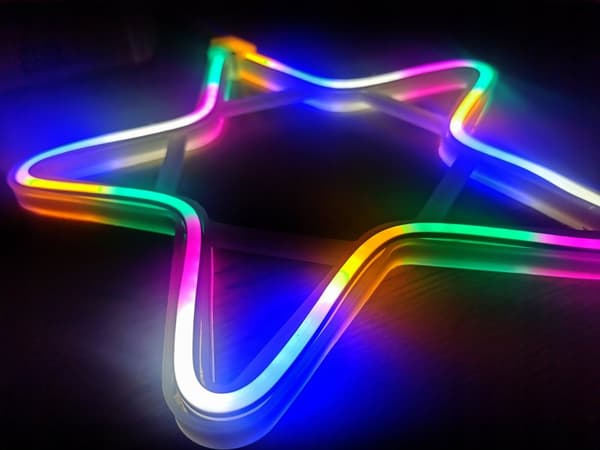 NEON LED STAR 30 cm KAKSIPUOLINEN ikkuna Joulukuusen valot pysyvä valo