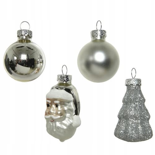 Silver julgranskulor i rör, set om 9, 6 cm