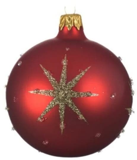 Julgranskula, rött mönster, 8 cm