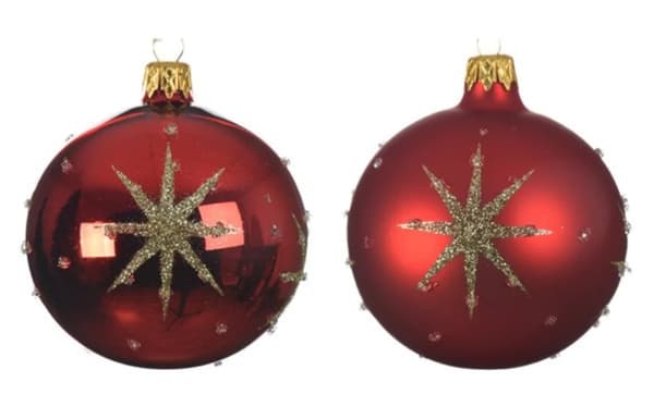 Julgranskula, rött mönster, 8 cm