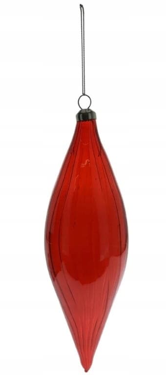 Röd glas julgranskula i tårform 21 cm