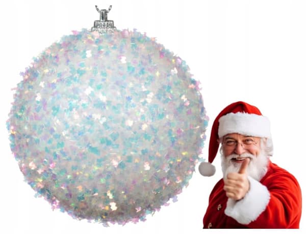 Juletræskugle glimmer 8 cm hvid skum 1 stk.