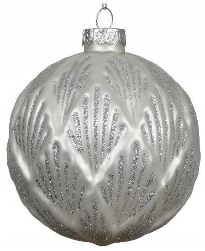 Sølv juletræskugle, glas, 10 cm, glitter, 1 stk.