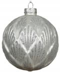 Miniatyrbillede 3 af 6: Sølv juletræskugle, glas, 10 cm, glitter, 1 stk.