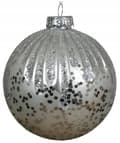 Miniatyrbillede 5 af 6: Sølv juletræskugle, glas, 10 cm, glitter, 1 stk.