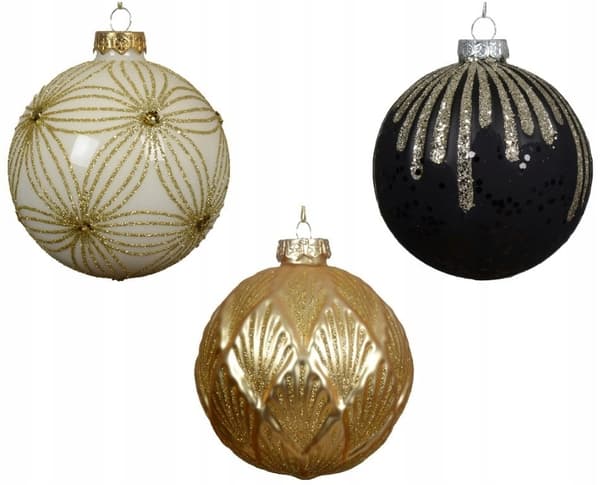 Lasinen joulukuusenpallo 10cm glitter 1kpl