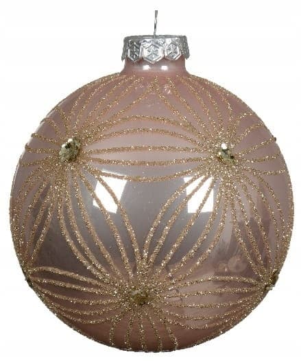 Glittrig julgranskula i glas 10 cm roséguld 1 st