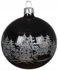 Miniatyrbillede 1 af 2: Juletræskugle i glas 8 cm, sort og sølvglimmer