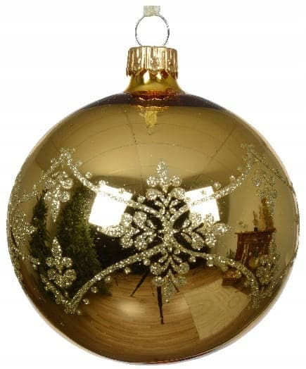 Glitter juletræskugle 8 cm glas 1 stk.