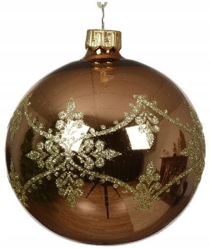Glitter juletræskugle 8 cm glas 1 stk.