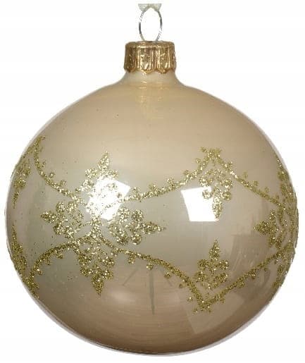 Glitter juletræskugle 8 cm glas 1 stk.