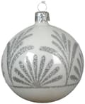 Miniatyrbild 1 av 2: Julgranskula i glas 8 cm vit med silvermönster