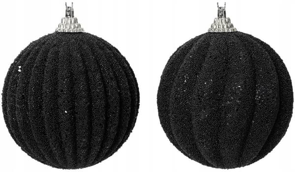 Joulukuusipallo vaahtomuovista, 8 cm, musta, helmillä