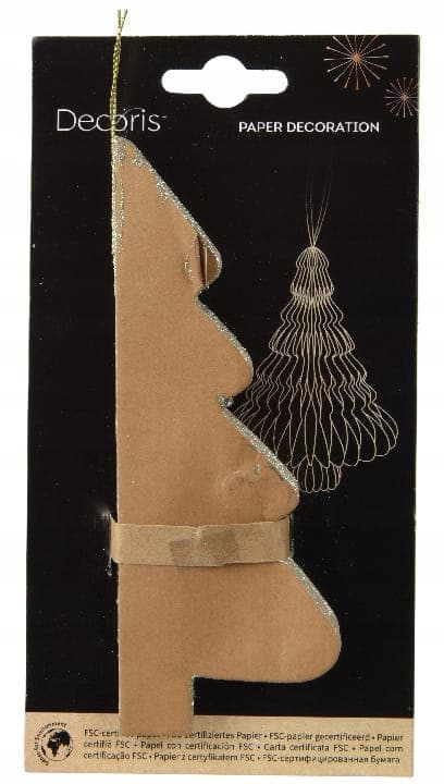 Paperinen joulukuusi-riipus 11x15cm Ruskea