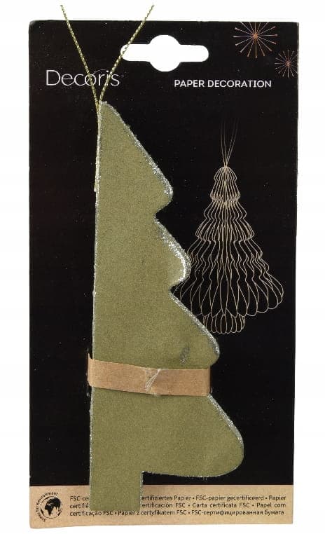 Paperinen joulukuusi-riipus 11x15cm Vihreä