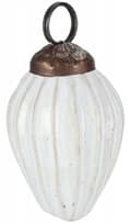 Pikkukuva 1 / 4: Joulukuusenpallo, valkoinen, lasinen, juhlava, 5x3 cm, 1 kpl.