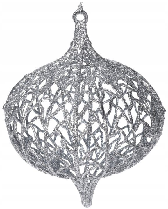 Juletræskugle, gennembrudt, sølv, brudsikker, 13x9 cm