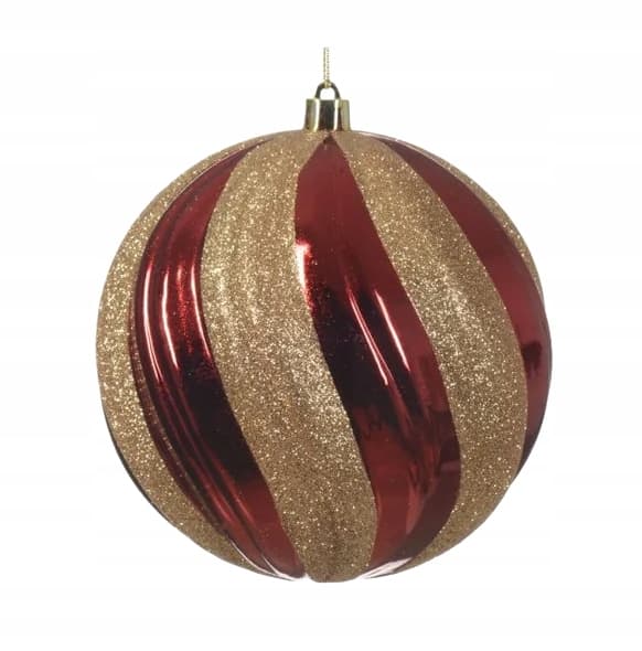 Julekugle til juletræ, rød og guld, brudsikker, 12 cm