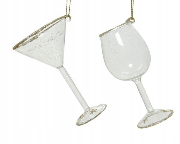 Juletræsvedhæng i glas, julekugle 6x10 cm, 1 stk.