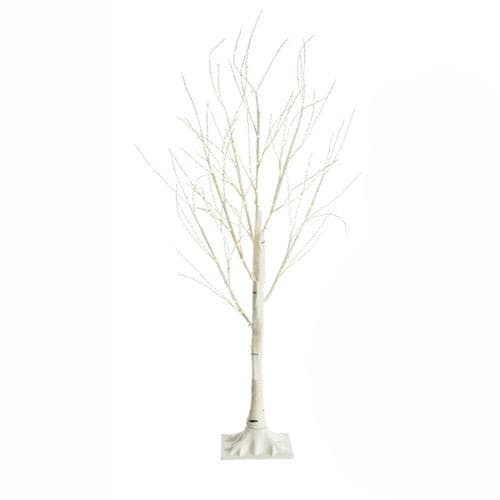 Kunstigt træ - birk - 150 cm - med belysning - 120 lysdioder - hvid