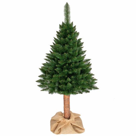 Kunstigt juletræ 220 cm - gran med træstamme