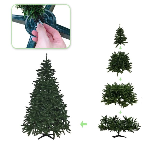 Kunstigt juletræ - med foldesystem - 240 cm - holdbart - grøn