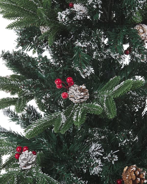 Kunstig Juletre med Snø Grønn PVC Metall 180 cm med Kongler Tradisjonell