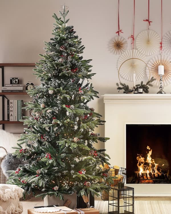 Kunstig Juletre med Snø Grønn PVC Metall 180 cm med Kongler Tradisjonell