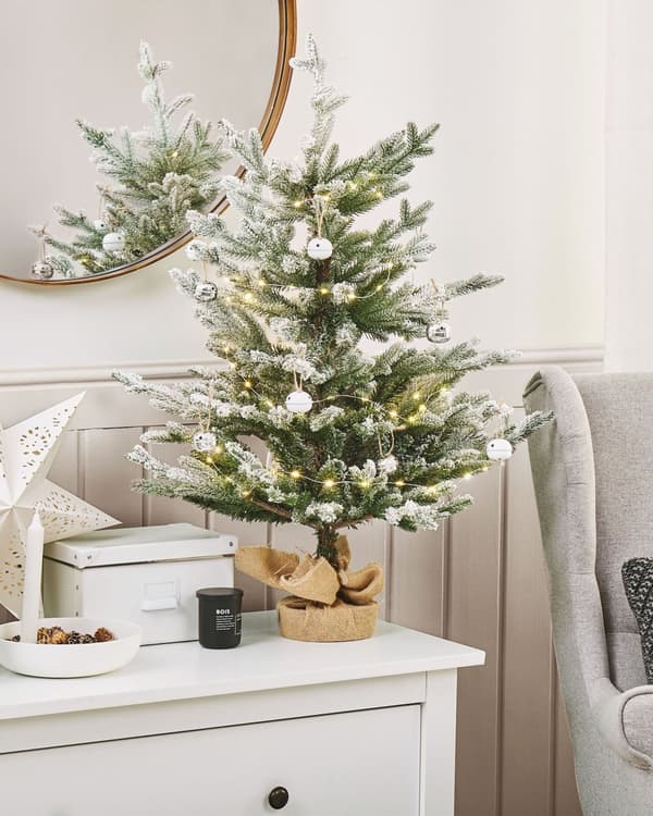 Kunstig Juletre Hvit Syntetisk 90 cm Kablede grener Vinterdekorasjon Vinterdekor