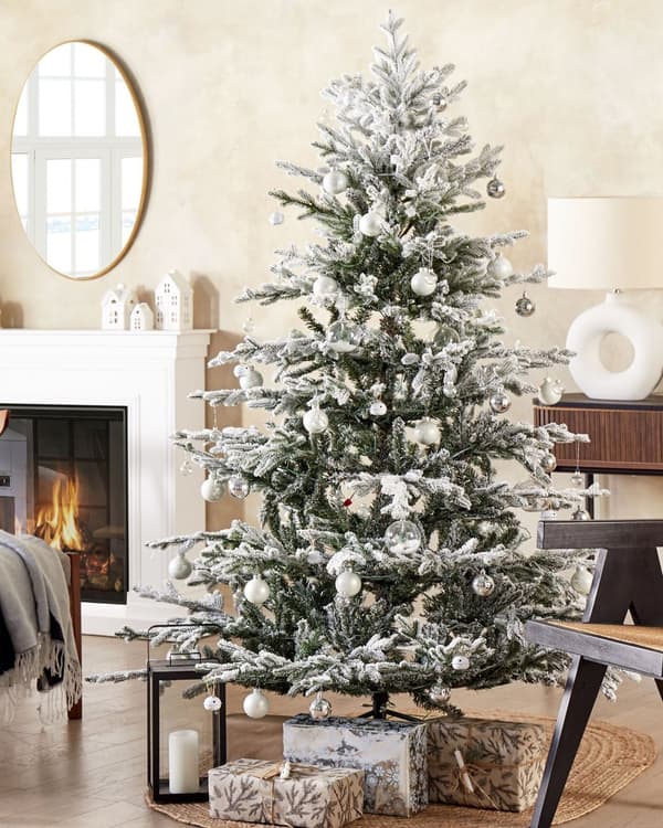 Kunstig juletre Hvit Syntetisk 180 cm Snø Frostet Julepynt Julehøytid Tilbehør Dekorasjon