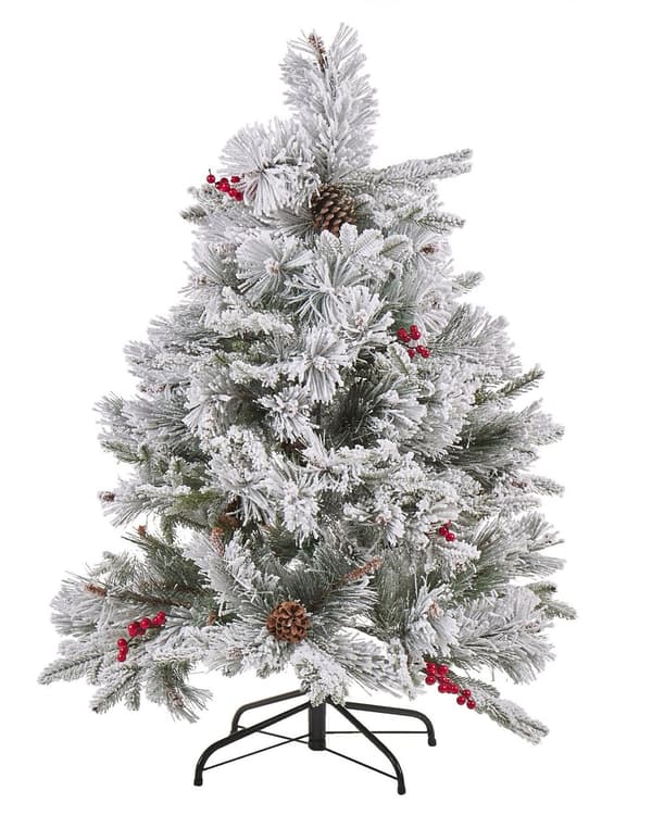 Juletre Grønt med hvit kunstsnø Syntetisk materiale 120 cm Kunstig plante Hjemmedekorasjon