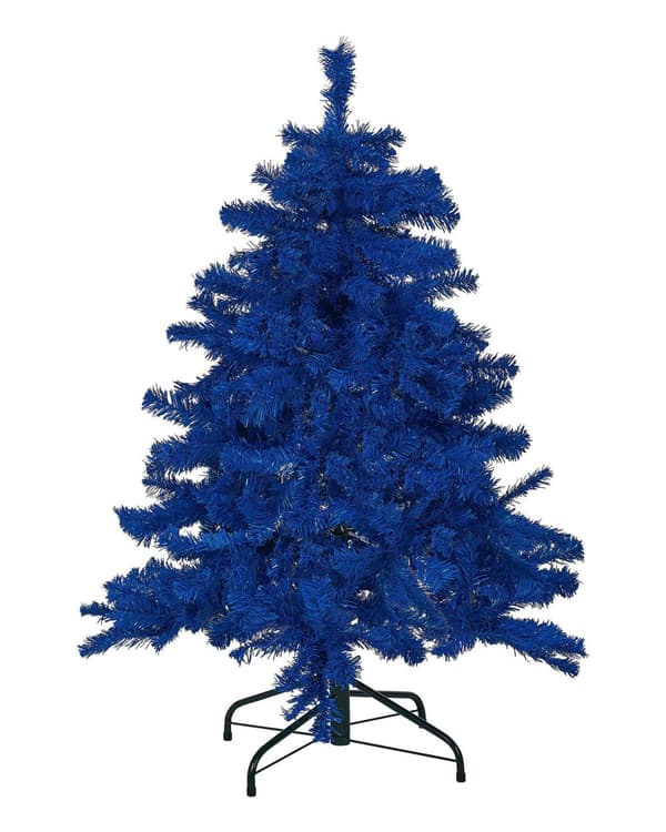 Kunstig Juletre Blå Syntetisk 120 cm Metallbase Tradisjonell Vinterdekorasjon