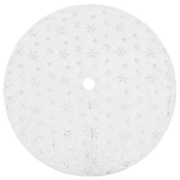 Ylellinen joulukuusen jalustapeite valkoinen 90 cm tekoturkis