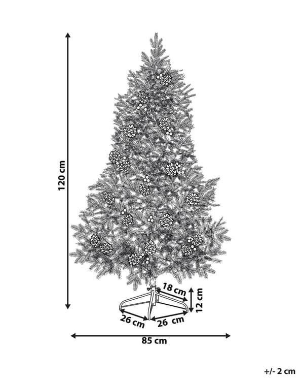 Kunstig Juletre Snø Grønn PVC Metall 120 cm med Kongler Tradisjonell