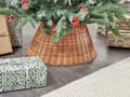 Miniatyrbillede 2 af 6: Juletræs Skjuler Natur Rattan ø 50 cm Håndlavet Juletræsfod Skjuler Pynt Juletræskurv i Flet Juletræskrave Tilbehør Under Juletræsfodsskjuler