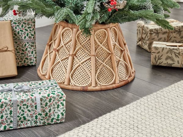 Juletræs Skjuler Natur Rattan ø 50 cm Håndlavet Juletræsfod Skjuler Pynt Juletræskurv i Flet Juletræskrave Tilbehør Under Juletræsfodsskjuler
