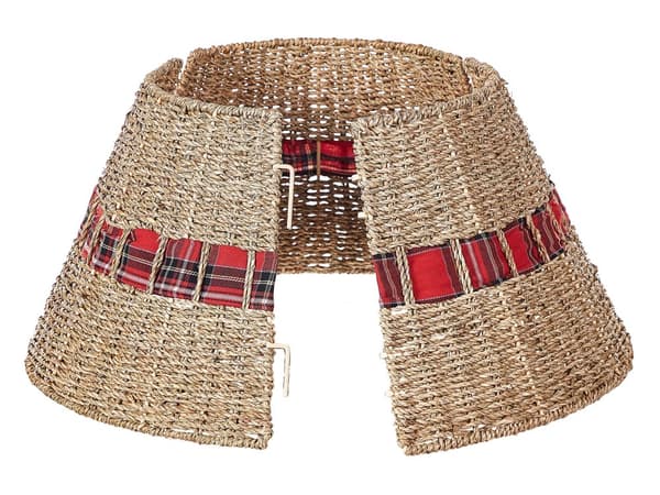 Kuusenjalan suojus luonnonväri meriruoho käsintehty pyöreä ⌀ 45 cm boho joulu
