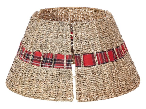 Kuusenjalan suojus luonnonväri meriruoho käsintehty pyöreä ⌀ 45 cm boho joulu