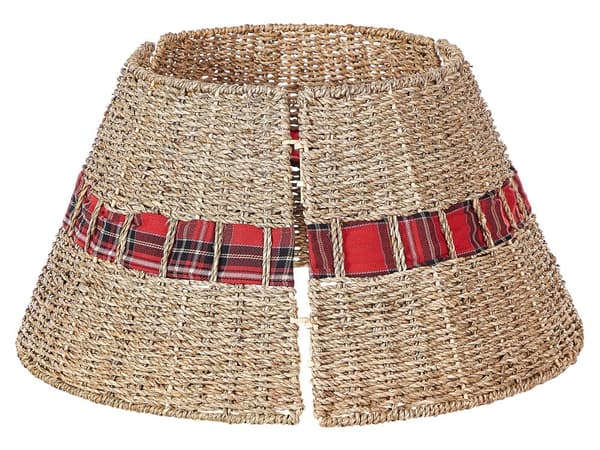 Kuusenjalan suojus luonnonväri meriruoho käsintehty pyöreä ⌀ 50 cm boho joulu
