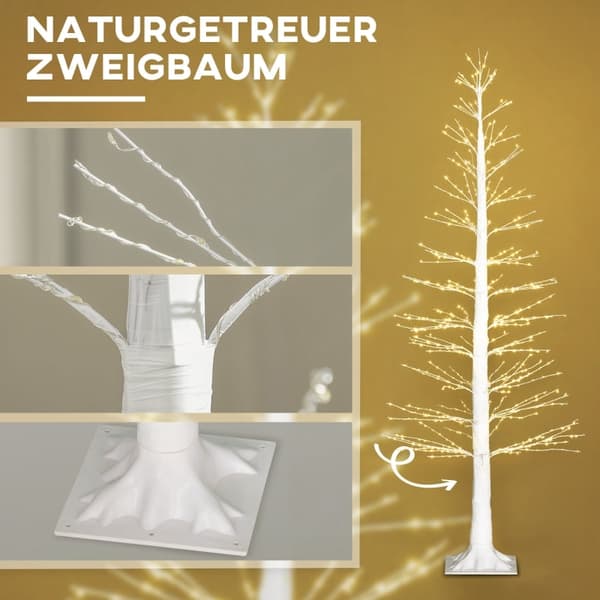 Rootz Artificiellt ljusträd - LED-träd - Dekorativt träd - Naturtrogen bark - Varmvita lysdioder - Flexibla grenar - Inomhus utomhus - 180cm x 26cm x