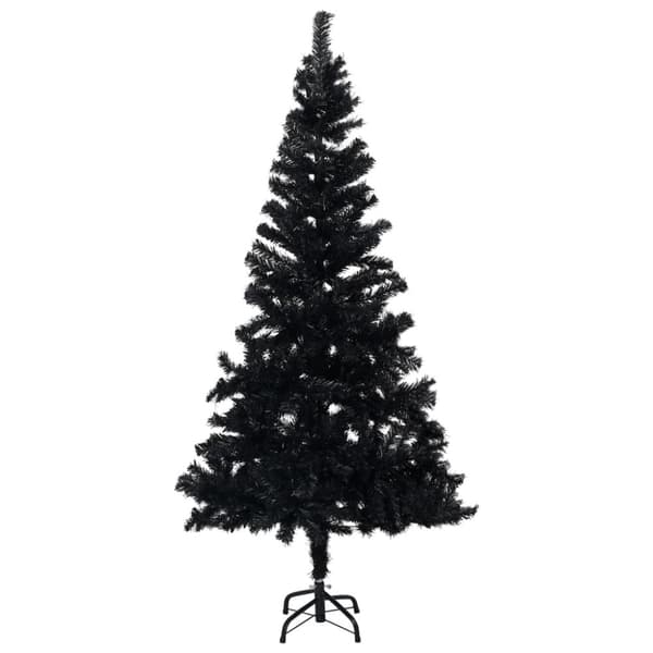 Belyst plastgran med kulor svart 120 cm PVC