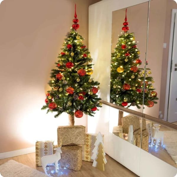 Luxe 180cm keinujoulukuusi luonnollisella rungolla & 20 käpyä - Elegantti joulukoriste