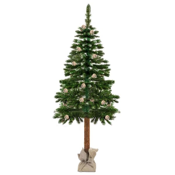 Luxe 180cm keinujoulukuusi luonnollisella rungolla & 20 käpyä - Elegantti joulukoriste