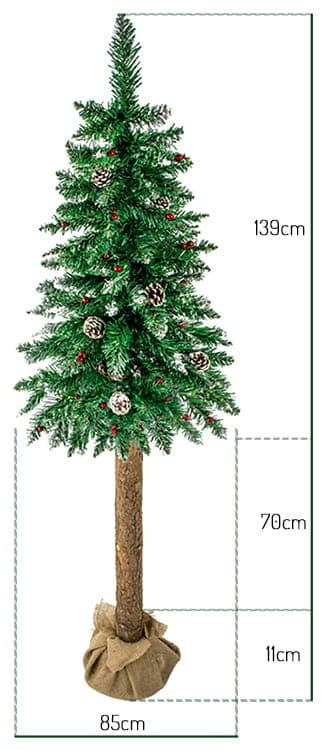 220cm Ekologisk Konstgjord Julgran med Trästam och Snöeffekt