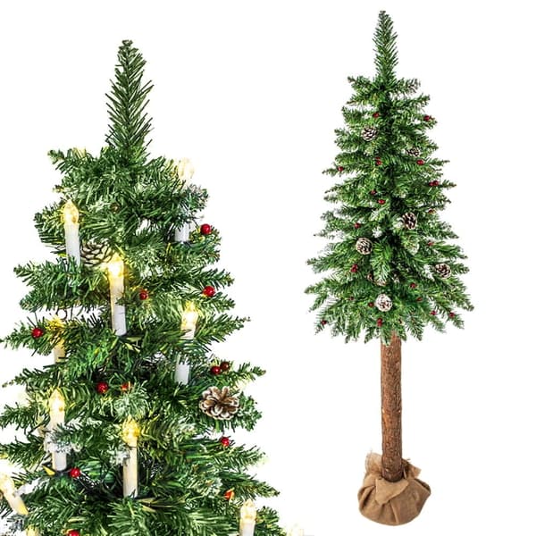 220cm Realistinen Puinen Joulukuusi Lumitehosteella - Perheystävällinen ja Turvallinen